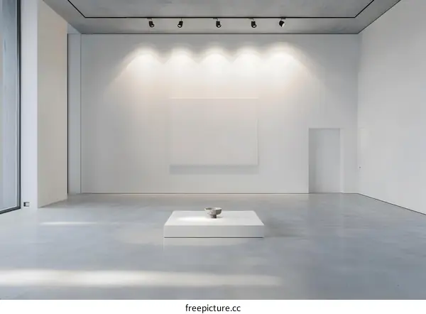 Minimalist Gallery Interior with Empty Canvas