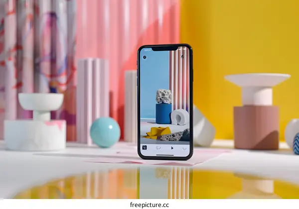 Smartphone Displaying Abstract Artwork