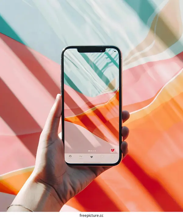 Hand Holding Smartphone with Social Media App