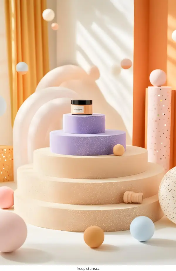 Cream Jar On Pastel Abstract Background