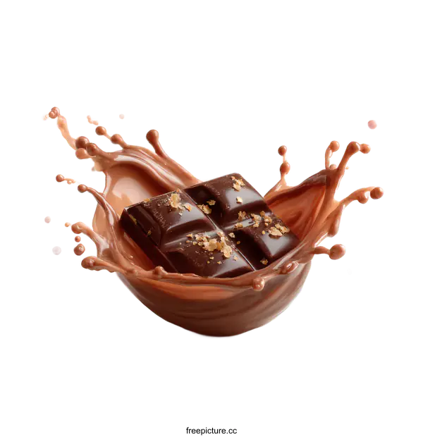 [Transparent Background PNG]Delicious Chocolate Bar in a Splash of Milk Chocolate