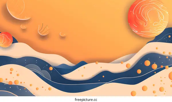 Abstract Orange and Blue Paper Cut Design