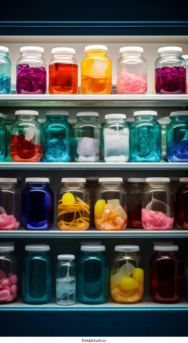 Colorful Chemical Storage: Laboratory Fridge Illustration