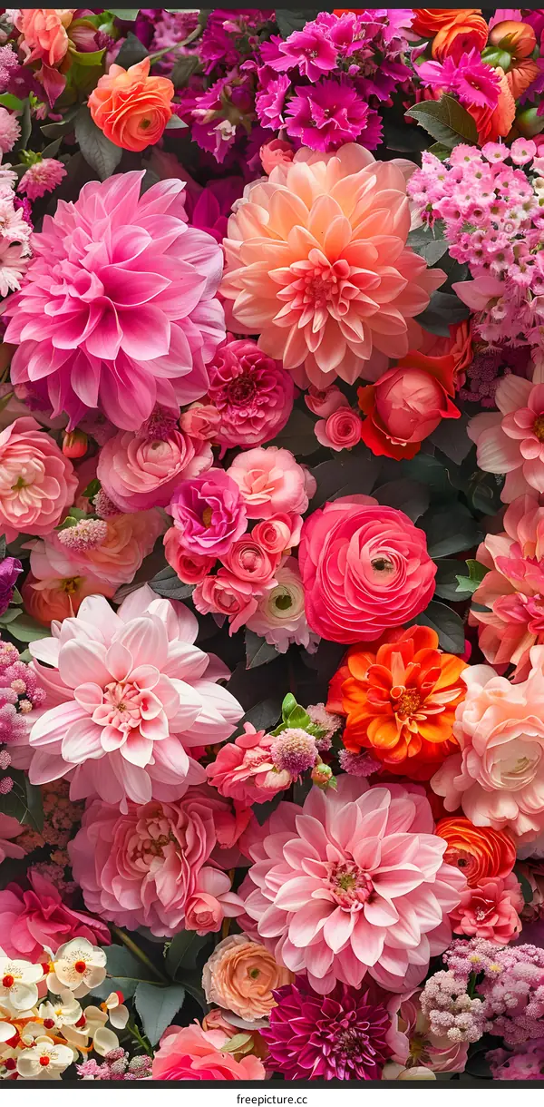 Vibrant Floral Bouquet with Pink and Orange Flowers