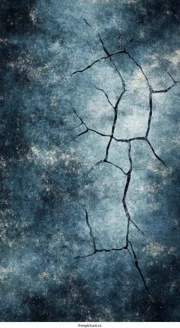 Textured Cracked Surface Background in Deep Blue