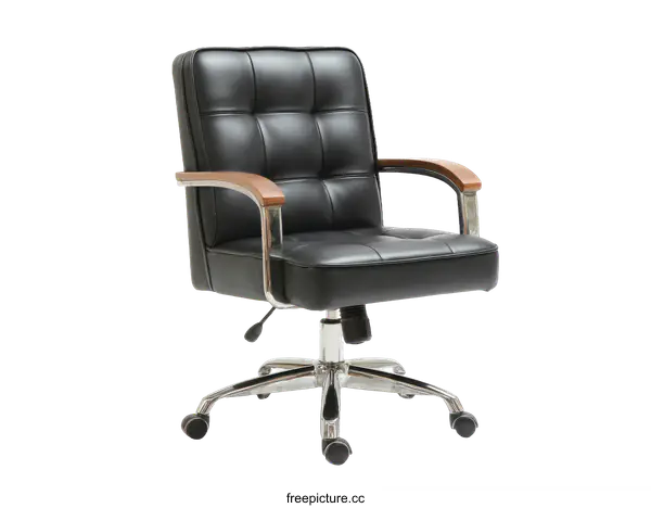 [Transparent Background PNG]Modern Black Leather Office Chair