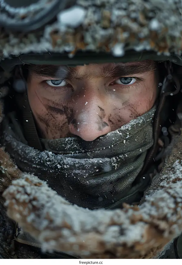 Portrait of a soldier in winter gear