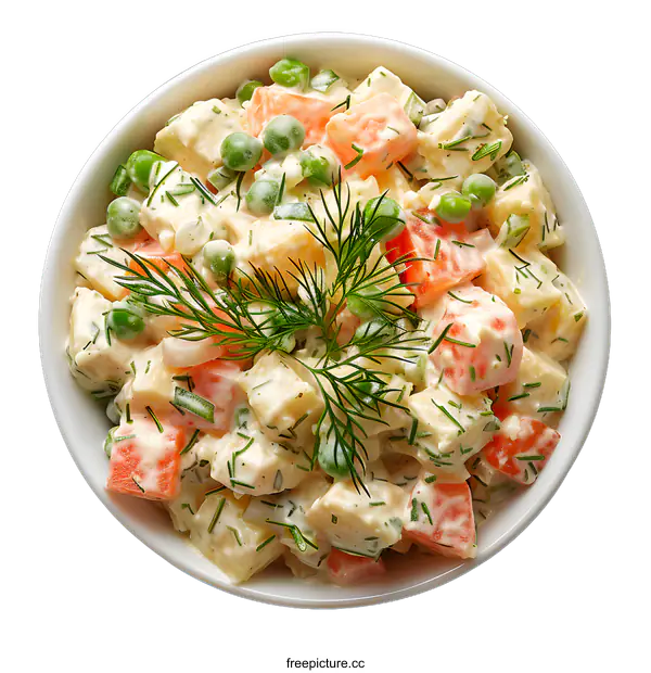 [Transparent Background PNG]Russian salad with peas, carrots and mayonnaise