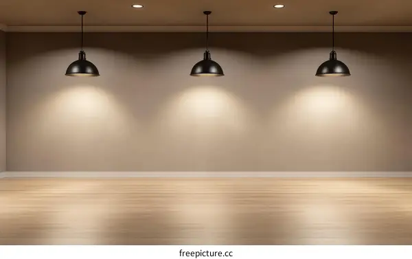 Empty Room with Modern Pendant Lamps
