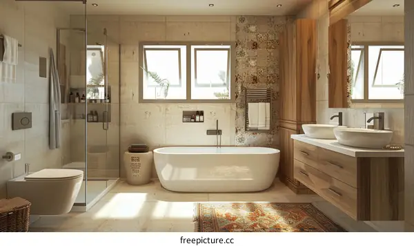 Modern Farmhouse Bathroom Design Interior Illustration