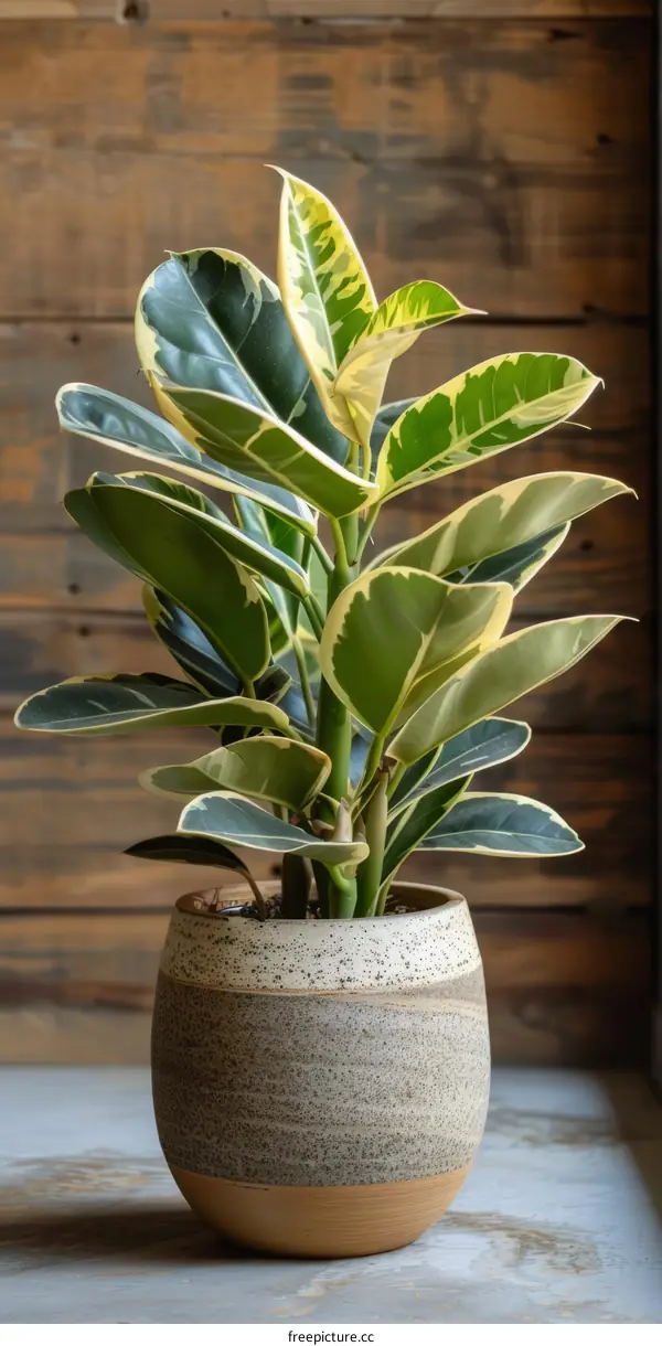 Variegated Potted Rubber Plant