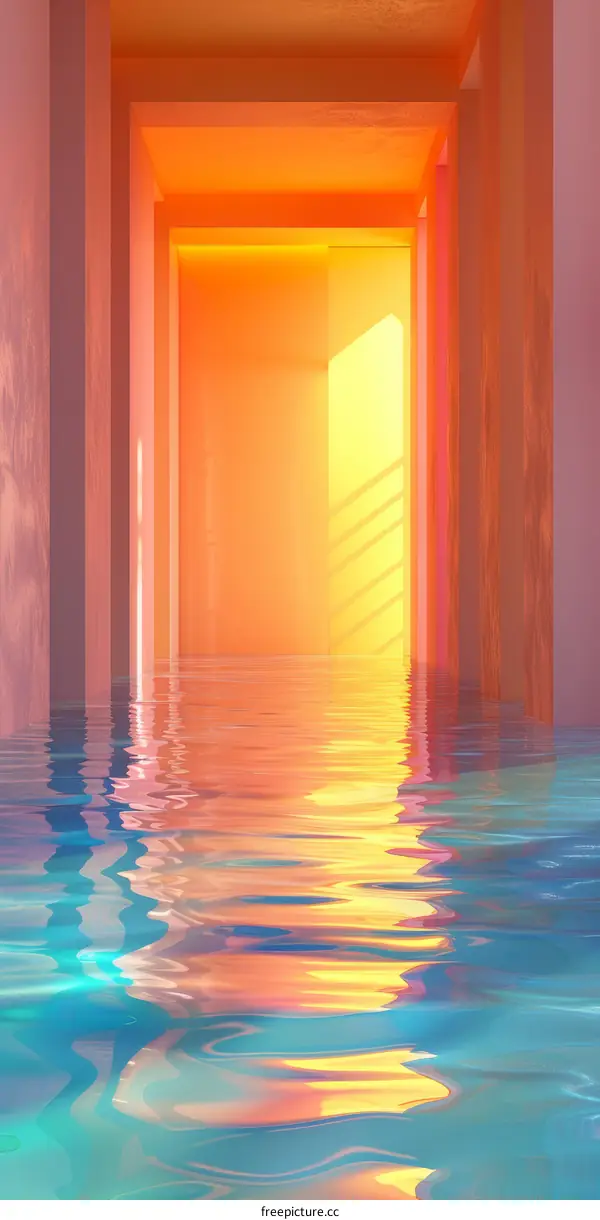Colorful Corridor Underwater Reflection Illustration