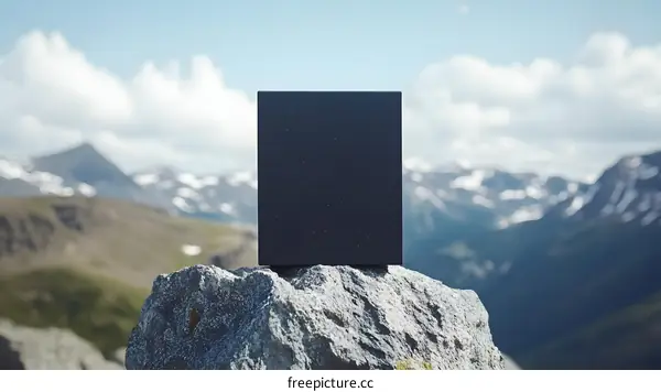 Black Square Mockup On A Mountain Rock