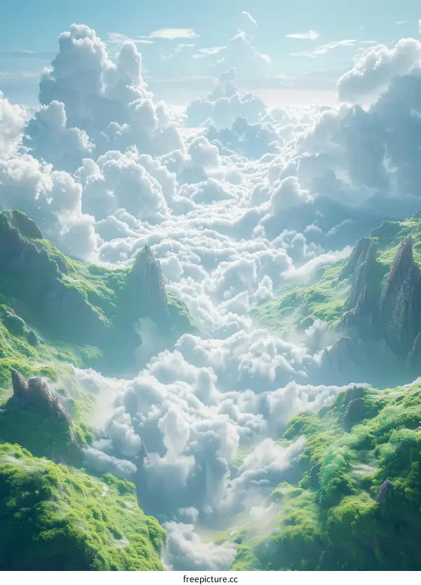 Breathtaking Scenery: Majestic Mountains and Pristine Clouds