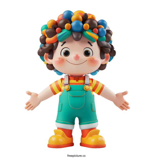 [Transparent Background PNG]3D Cartoon Boy with Colorful Hair
