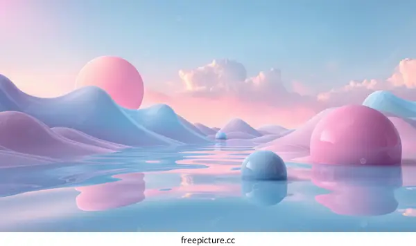 Pink and blue pastel color abstract landscape