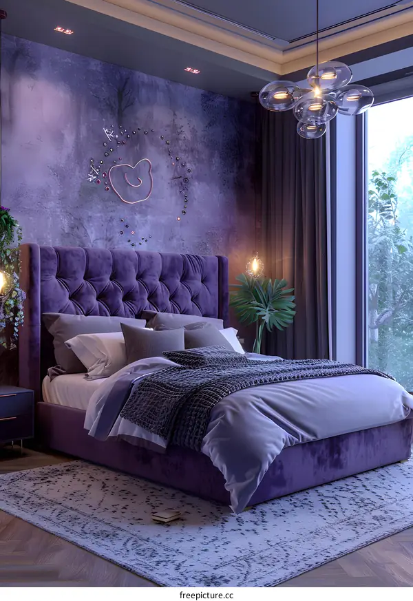 Bedroom in purple tones