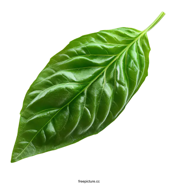 [Transparent Background PNG]Close up of a Fresh Basil Leaf