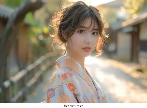 Asian Woman in Traditional Japanese Dress