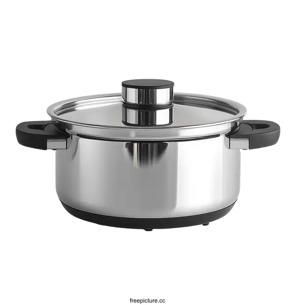 [Transparent Background PNG]Stainless Steel Cooking Pot with Lid