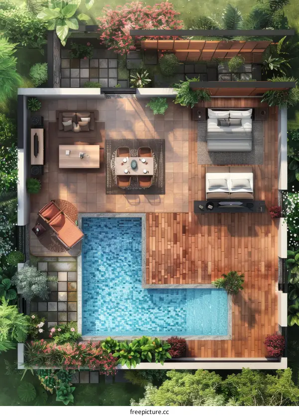 Rooftop Pool Design with Lush Landscaping