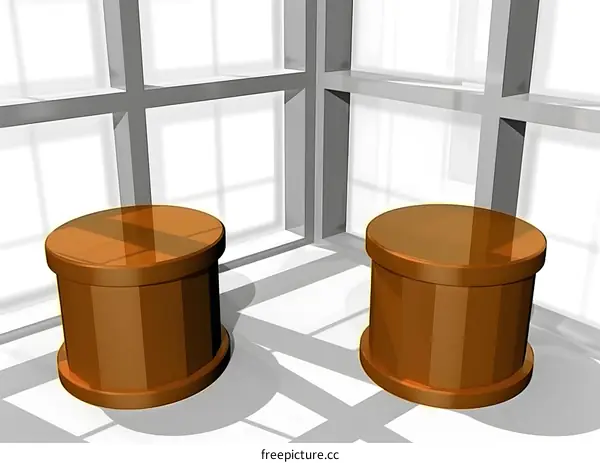 Two Brown Cylinders On White Background