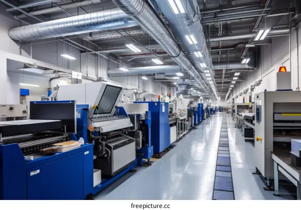 factory production line with machines