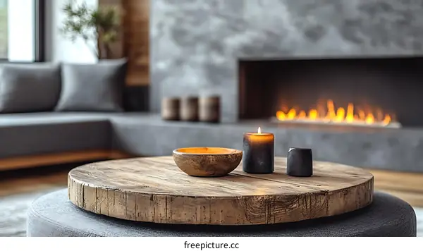 Cozy Living Room Interior with Candles