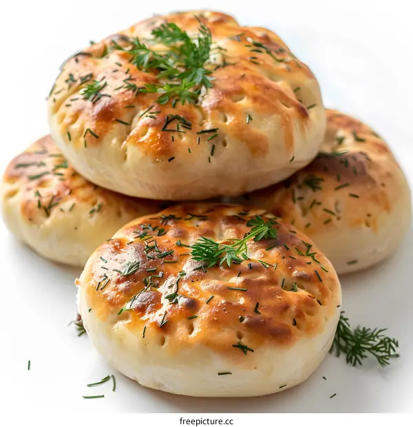 Freshly Baked Dill Bread on White Background