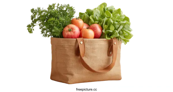 [Transparent Background PNG]Shopping Bag Filled with Fresh Produce