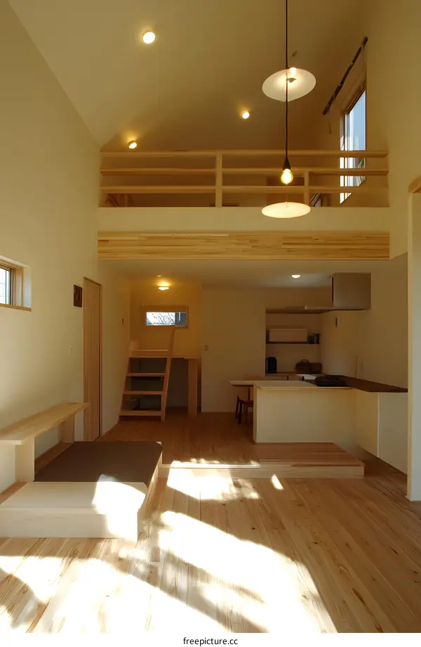 Modern Minimalist Loft Apartment Interior Design with Wooden Floors and Natural Light