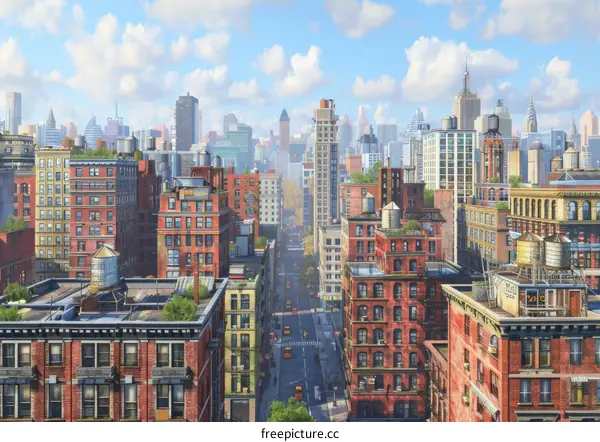 Cityscape of New York City Illustration