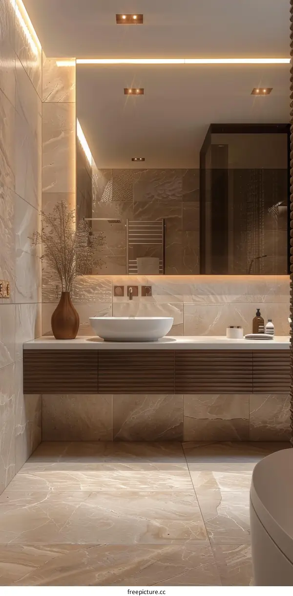 Modern Beige Bathroom Design