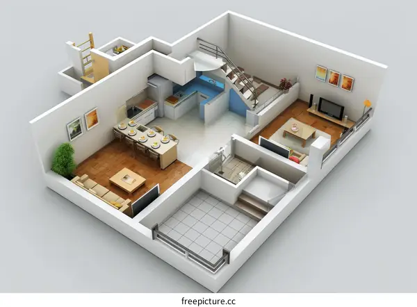3D Interior Apartment Floor Plan Design