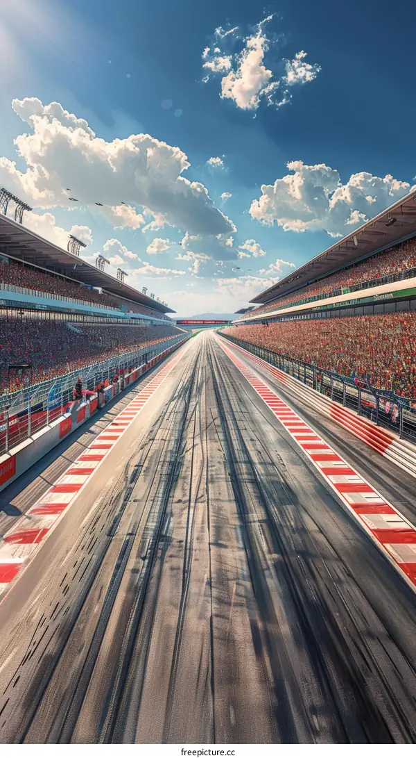 Formula One Sochi Autodrom track with empty grandstands