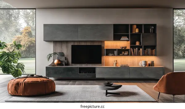Modern Living Room Entertainment Center Design