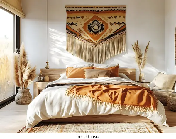 Bohemian Bedroom Interior Design with Warm Hues