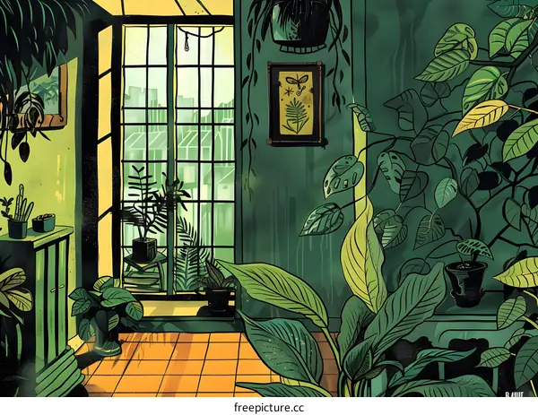 Green Room with Plants and Window