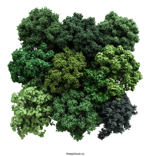 [Transparent Background PNG]Collection of Diverse Trees and Plants