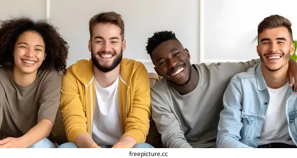 Group of Diverse Friends Laughing and Smiling Together