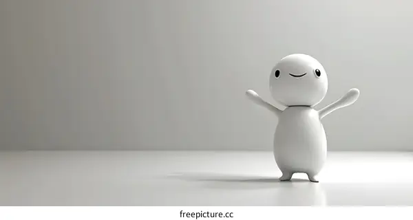 A cute white 3D cartoon character with arms outstretched