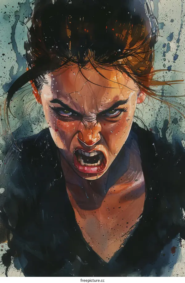 Portrait of a screaming woman