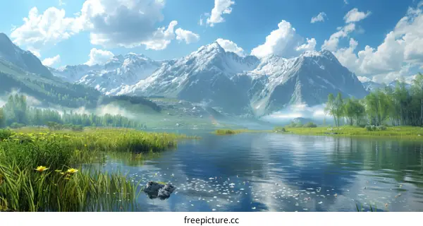 Mountain Reflection in Still Lake