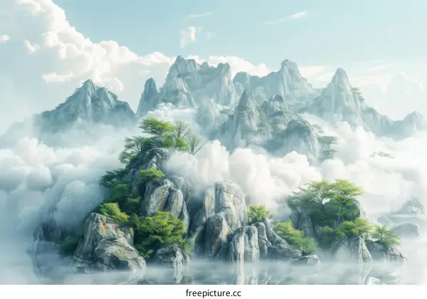 Majestic Mountain Peaks Above the Clouds