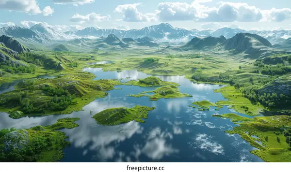 Serene Mountain Lake Landscape
