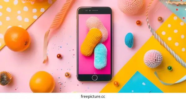 Colorful Abstract Objects on Phone Screen