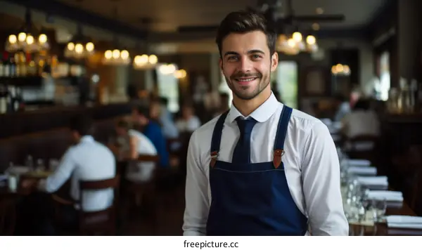 Portrait of a waiter in a restaurant