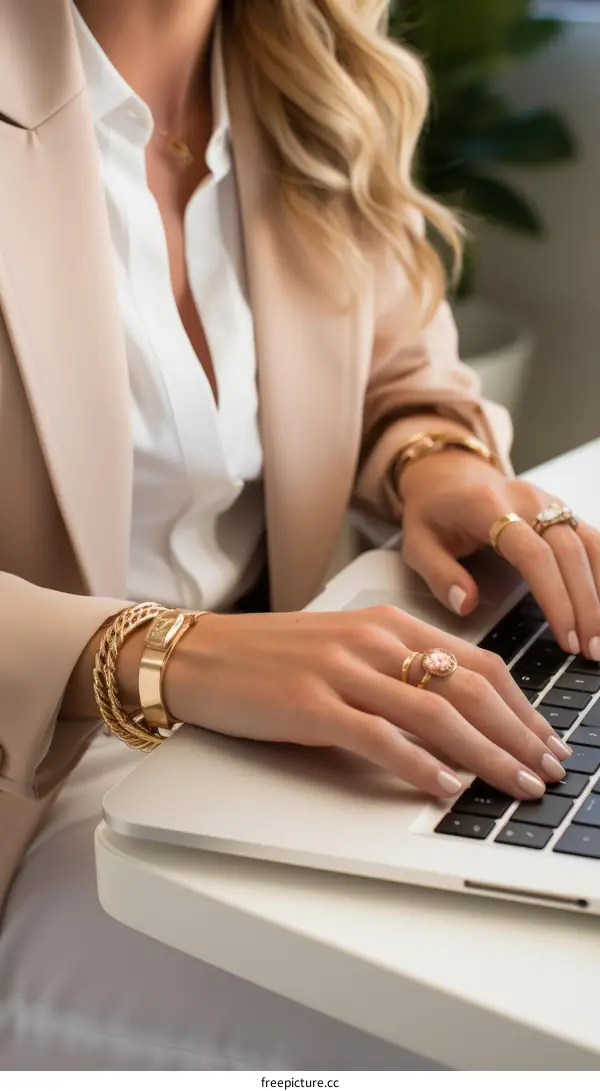 Businesswoman working on laptop