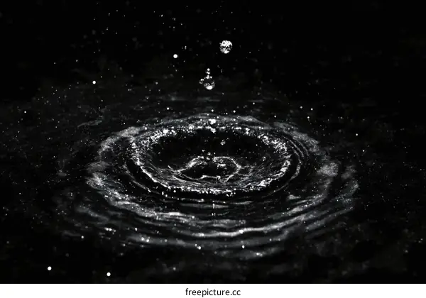 Water Splashing in Black Background
