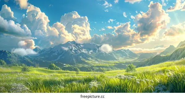 Majestic Mountain Landscape Illustration